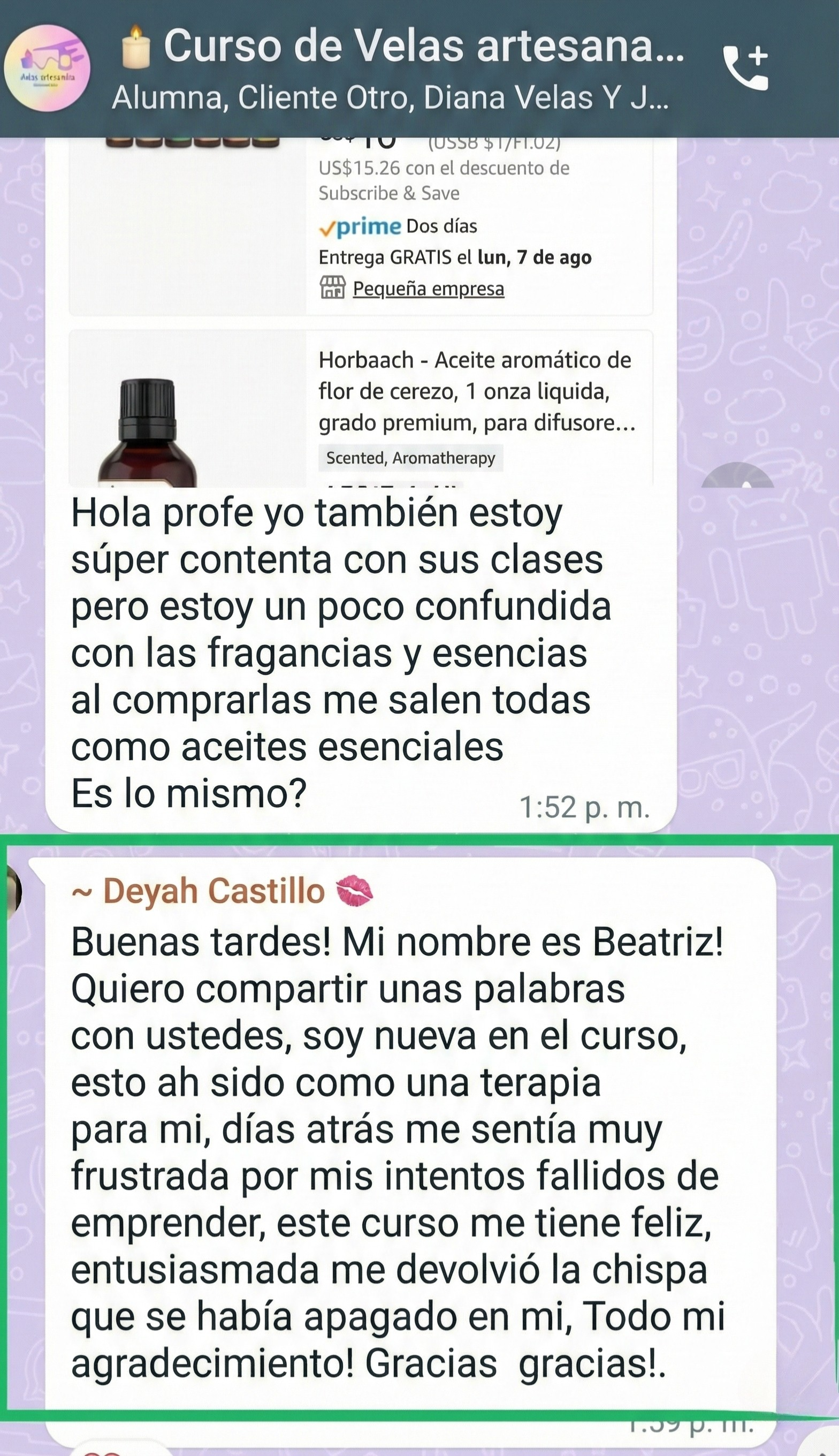 Testimonio alumna — reseña curso velas artesanales